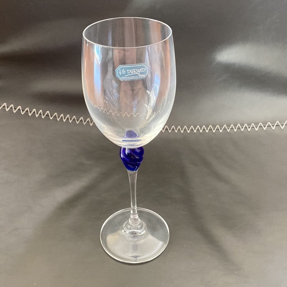 Vintage Set of 4 Cristal J.G. Durand Cobalt Blue Swirl Wine Glasses JG Crystal - Picture 2 of 6